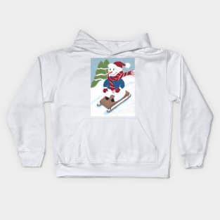 White Christmas Snowman Snowday Kids Hoodie